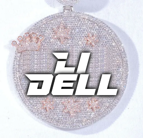 CUSTOM LETTER NECKLACE 3D BIG CROWN DISC sold by The GUU Shop