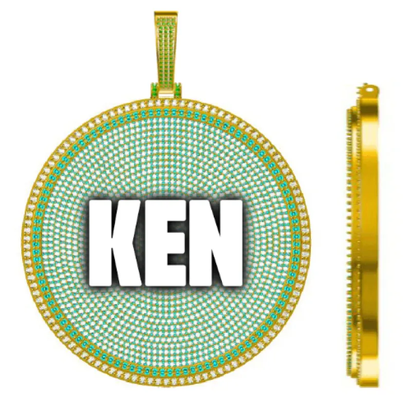 CUSTOM LETTER NECKLACE 3D BIG DISC made by The GUU Shop