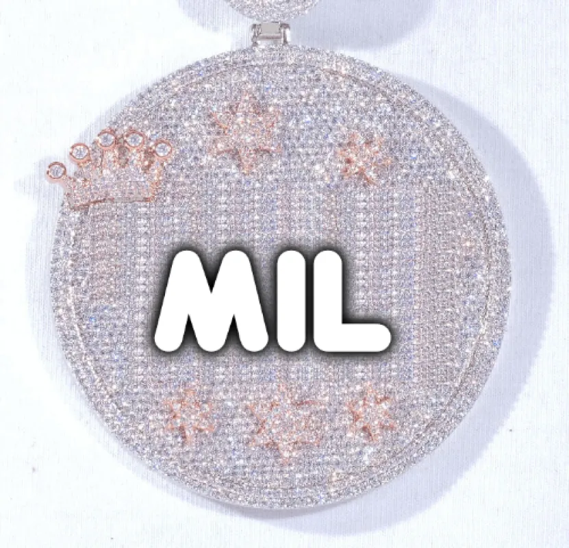 CUSTOM LETTER NECKLACE 3D BIG CROWN DISC made by The GUU Shop