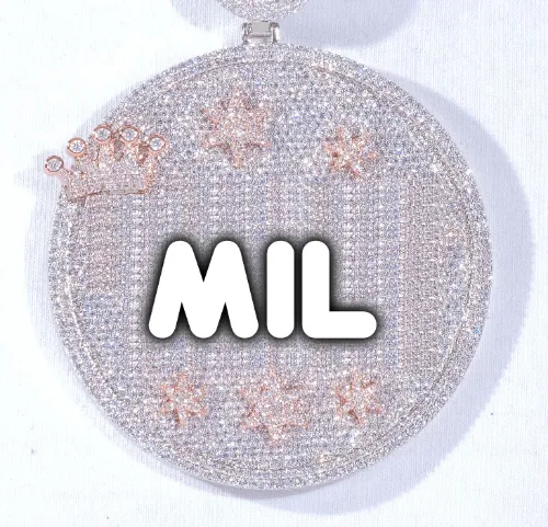 CUSTOM LETTER NECKLACE 3D BIG CROWN DISC sold by The GUU Shop
