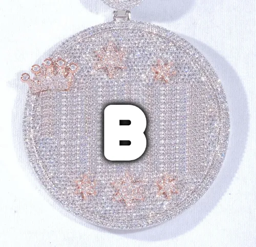 CUSTOM LETTER NECKLACE 3D BIG CROWN DISC sold by The GUU Shop