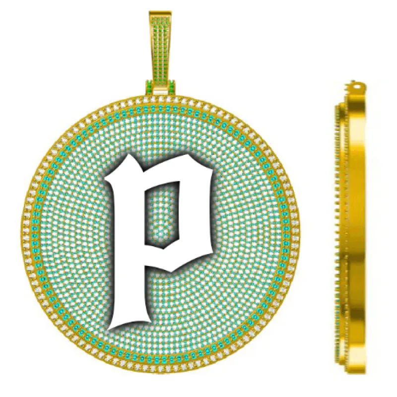 CUSTOM LETTER NECKLACE 3D BIG DISC made by The GUU Shop