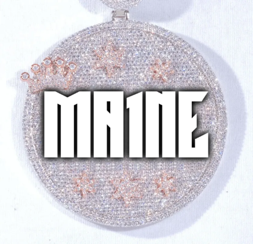 CUSTOM LETTER NECKLACE 3D BIG CROWN DISC made by The GUU Shop