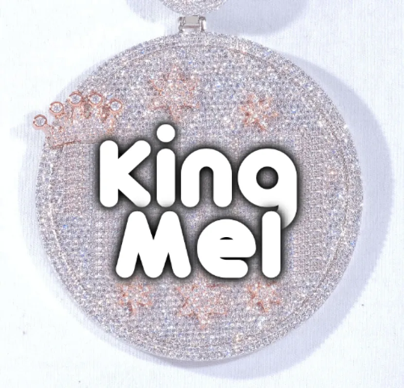 CUSTOM LETTER NECKLACE 3D BIG CROWN DISC made by The GUU Shop