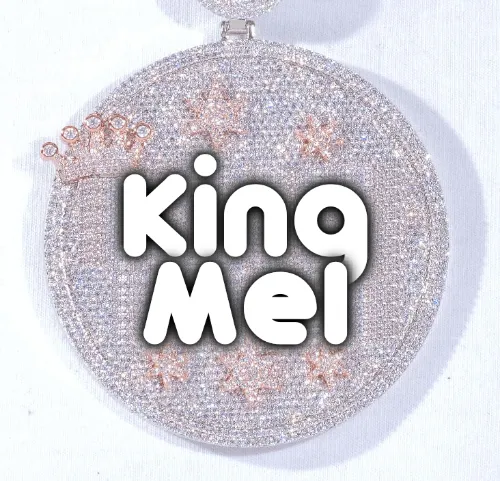 CUSTOM LETTER NECKLACE 3D BIG CROWN DISC sold by The GUU Shop