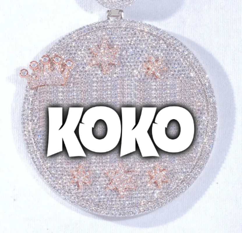 CUSTOM LETTER NECKLACE 3D BIG CROWN DISC made by The GUU Shop