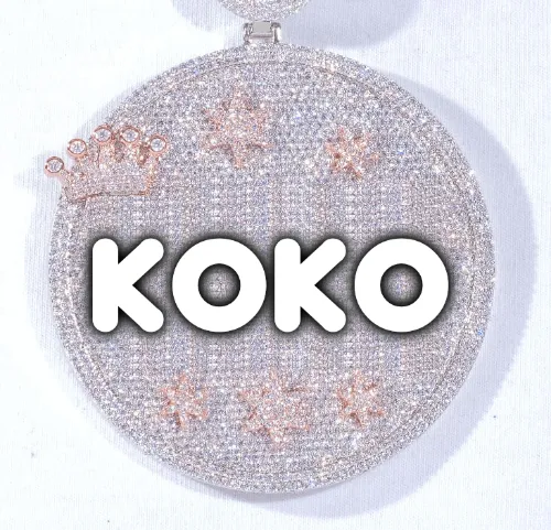 CUSTOM LETTER NECKLACE 3D BIG CROWN DISC sold by The GUU Shop