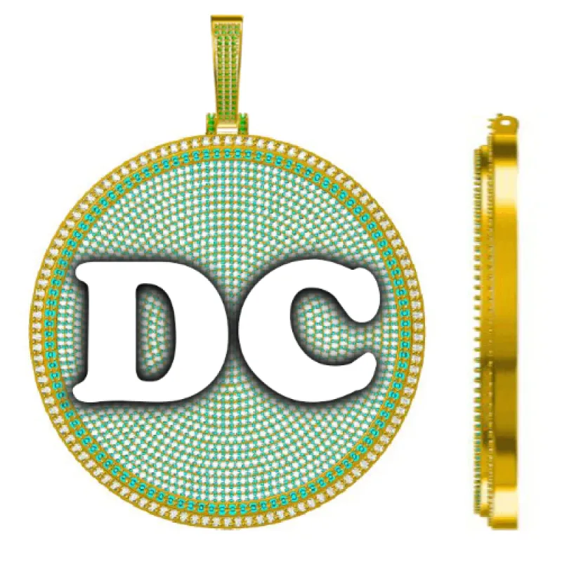 CUSTOM LETTER NECKLACE 3D BIG DISC made by The GUU Shop