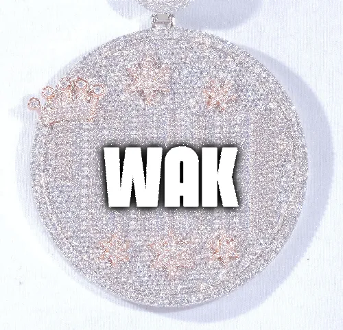 CUSTOM LETTER NECKLACE 3D BIG CROWN DISC sold by The GUU Shop