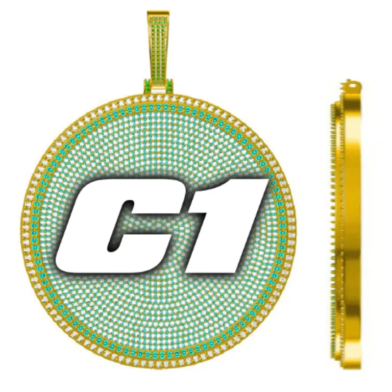 CUSTOM LETTER NECKLACE 3D BIG DISC made by The GUU Shop