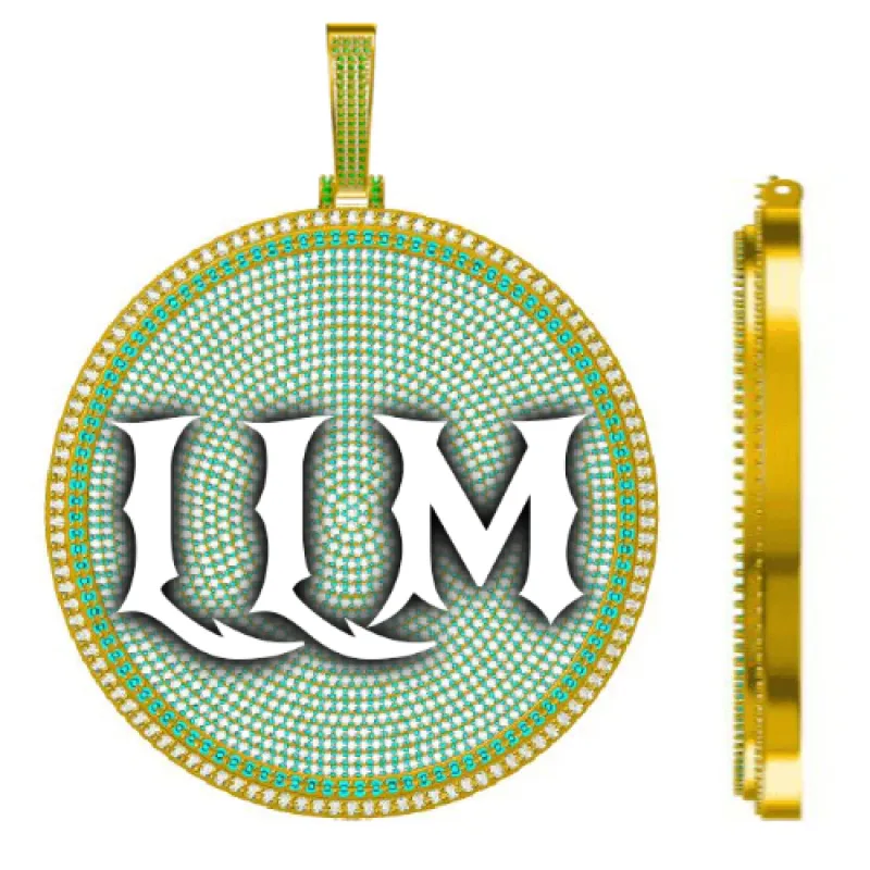 CUSTOM LETTER NECKLACE 3D BIG DISC made by The GUU Shop