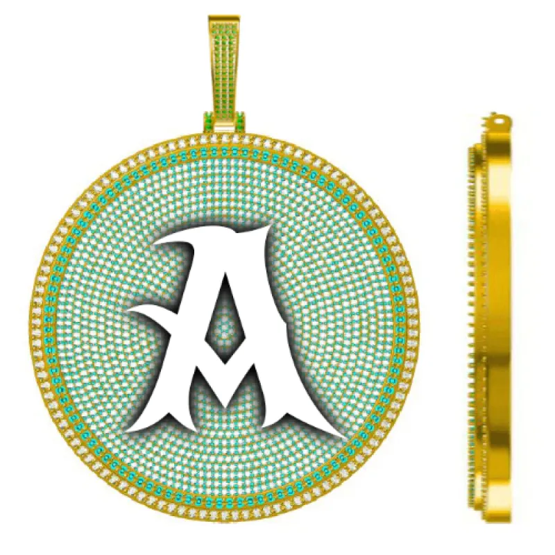 CUSTOM LETTER NECKLACE 3D BIG DISC made by The GUU Shop