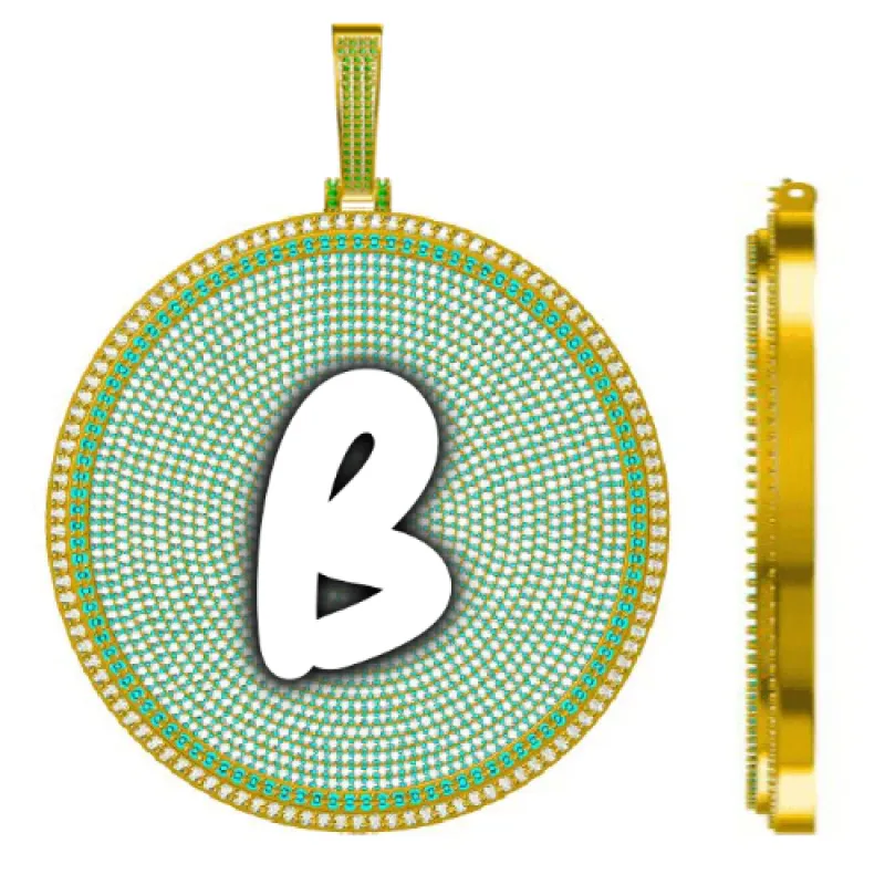 CUSTOM LETTER NECKLACE 3D BIG DISC made by The GUU Shop