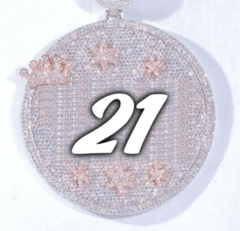 CUSTOM LETTER NECKLACE 3D BIG CROWN DISC made by The GUU Shop