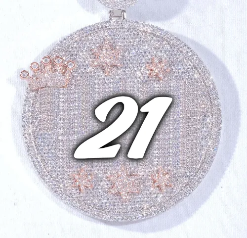 CUSTOM LETTER NECKLACE 3D BIG CROWN DISC sold by The GUU Shop