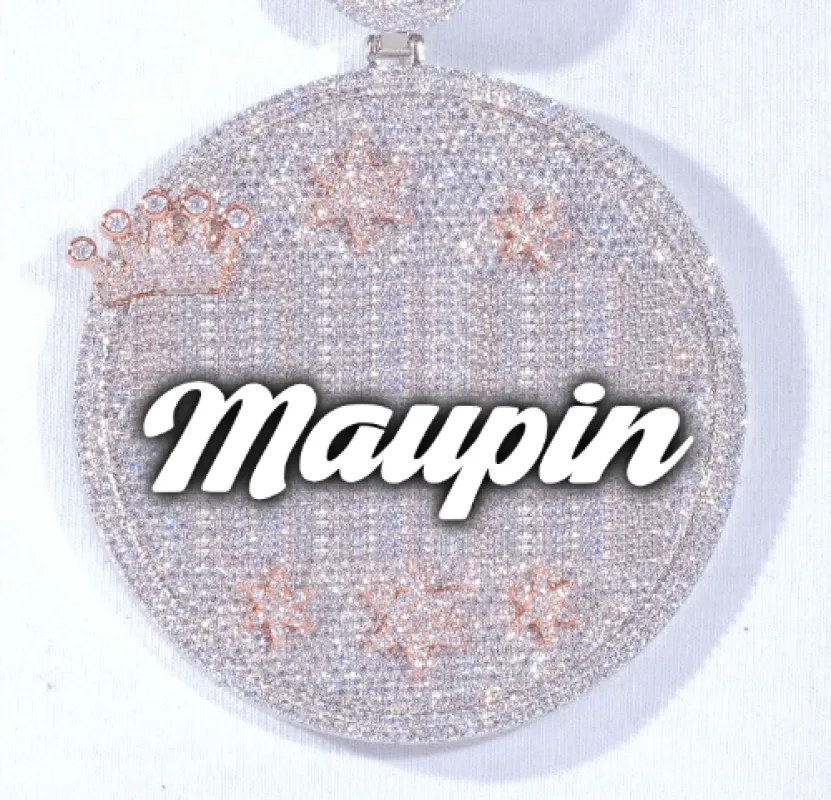 CUSTOM LETTER NECKLACE 3D BIG CROWN DISC made by The GUU Shop