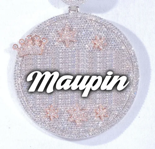 CUSTOM LETTER NECKLACE 3D BIG CROWN DISC sold by The GUU Shop
