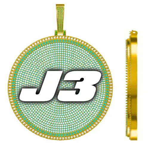 CUSTOM LETTER NECKLACE 3D BIG DISC sold by The GUU Shop