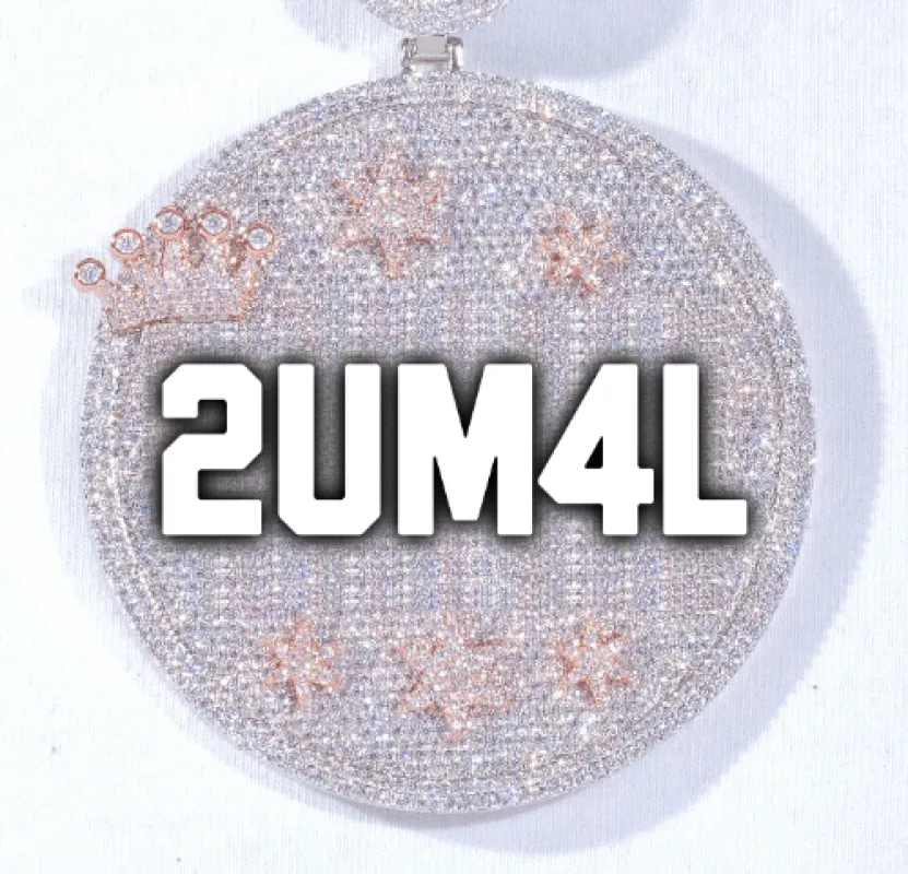 CUSTOM LETTER NECKLACE 3D BIG CROWN DISC made by The GUU Shop