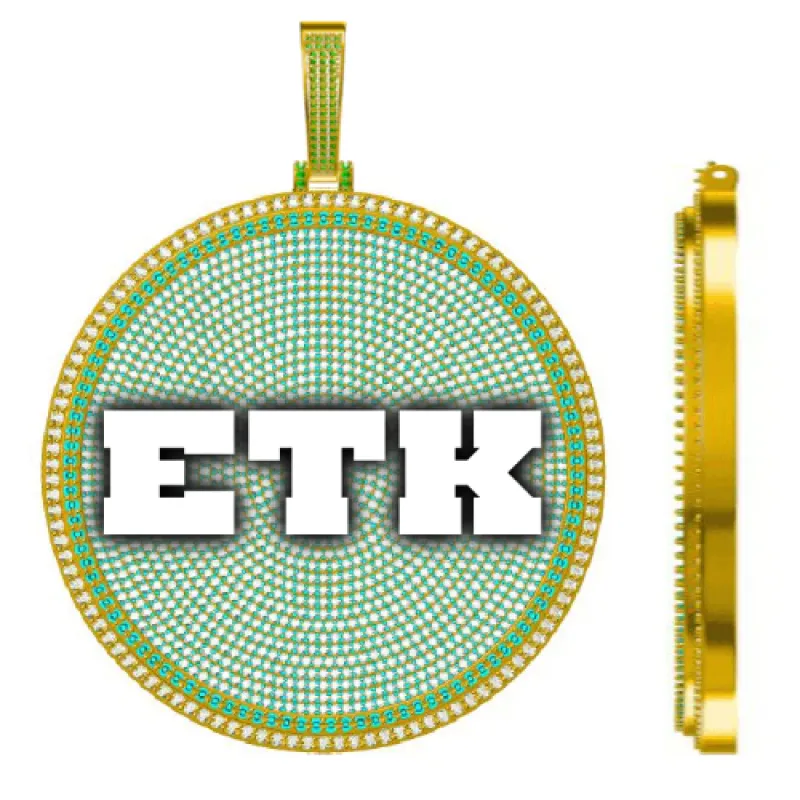 CUSTOM LETTER NECKLACE 3D BIG DISC made by The GUU Shop