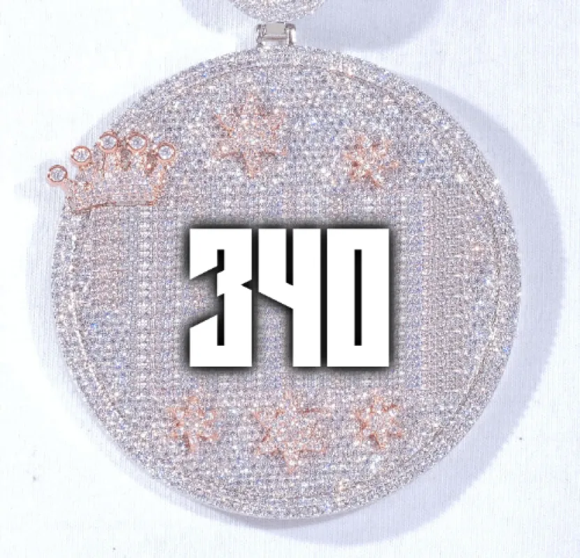 CUSTOM LETTER NECKLACE 3D BIG CROWN DISC made by The GUU Shop