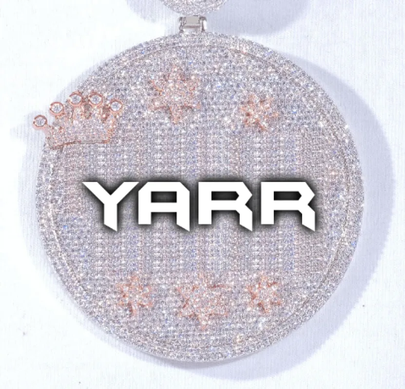 CUSTOM LETTER NECKLACE 3D BIG CROWN DISC made by The GUU Shop