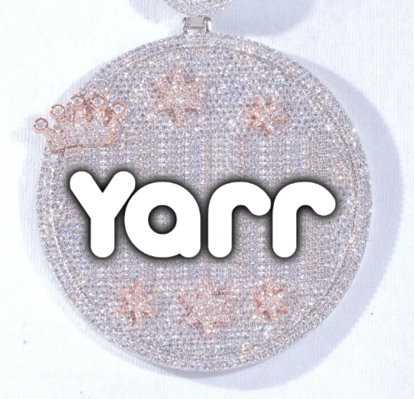 CUSTOM LETTER NECKLACE 3D BIG CROWN DISC made by The GUU Shop