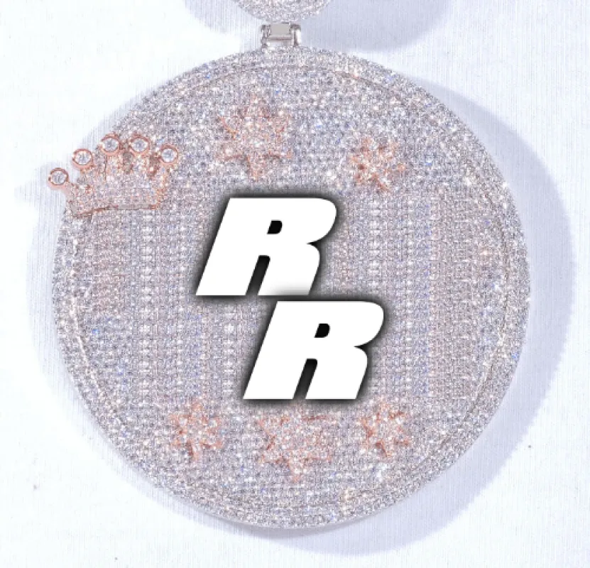 CUSTOM LETTER NECKLACE 3D BIG CROWN DISC made by The GUU Shop