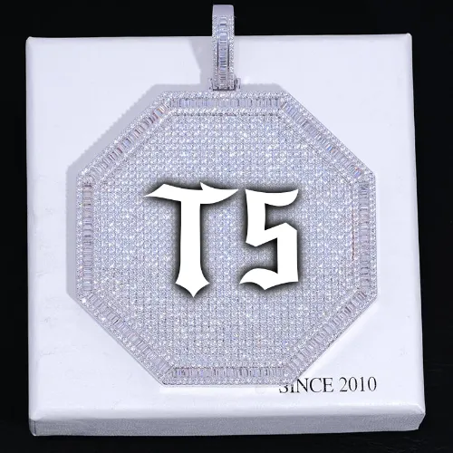 CUSTOM LETTER NECKLACE 3D BIG OCTAGON sold by The GUU Shop