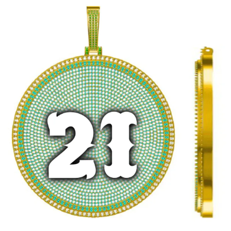 CUSTOM LETTER NECKLACE 3D BIG DISC made by The GUU Shop