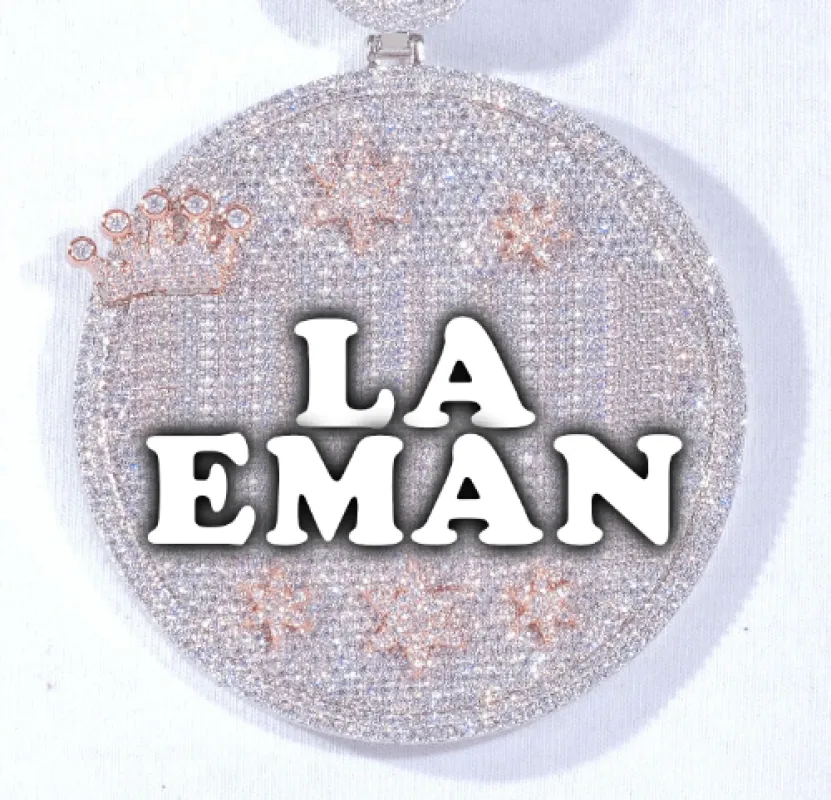 CUSTOM LETTER NECKLACE 3D BIG CROWN DISC made by The GUU Shop