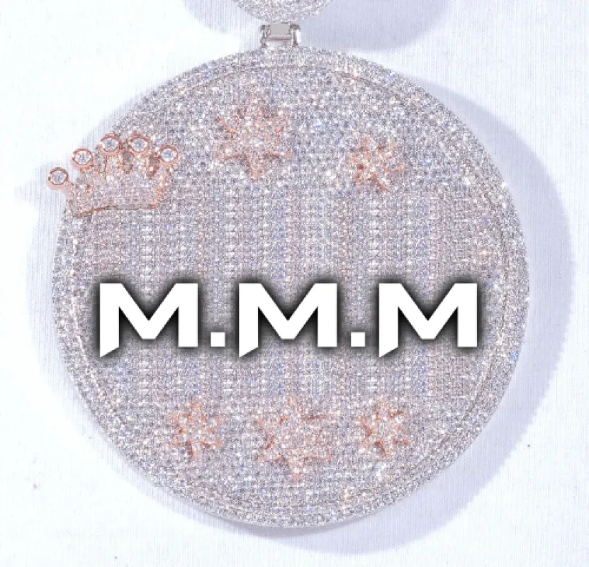 CUSTOM LETTER NECKLACE 3D BIG CROWN DISC made by The GUU Shop