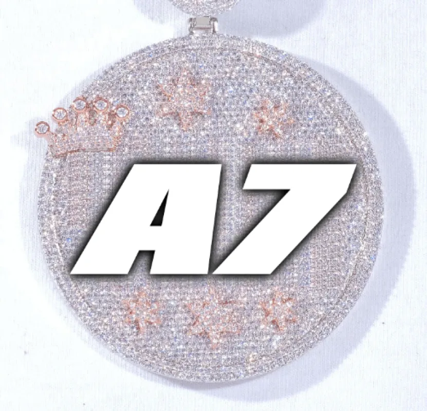 CUSTOM LETTER NECKLACE 3D BIG CROWN DISC made by The GUU Shop