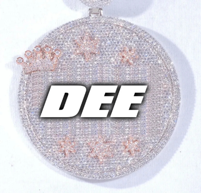 CUSTOM LETTER NECKLACE 3D BIG CROWN DISC made by The GUU Shop