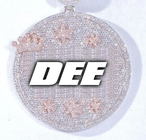 CUSTOM LETTER NECKLACE 3D BIG CROWN DISC sold by The GUU Shop