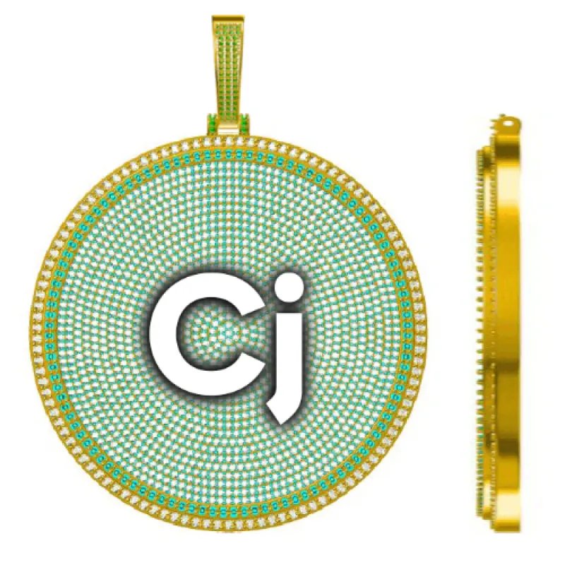 CUSTOM LETTER NECKLACE 3D BIG DISC made by The GUU Shop