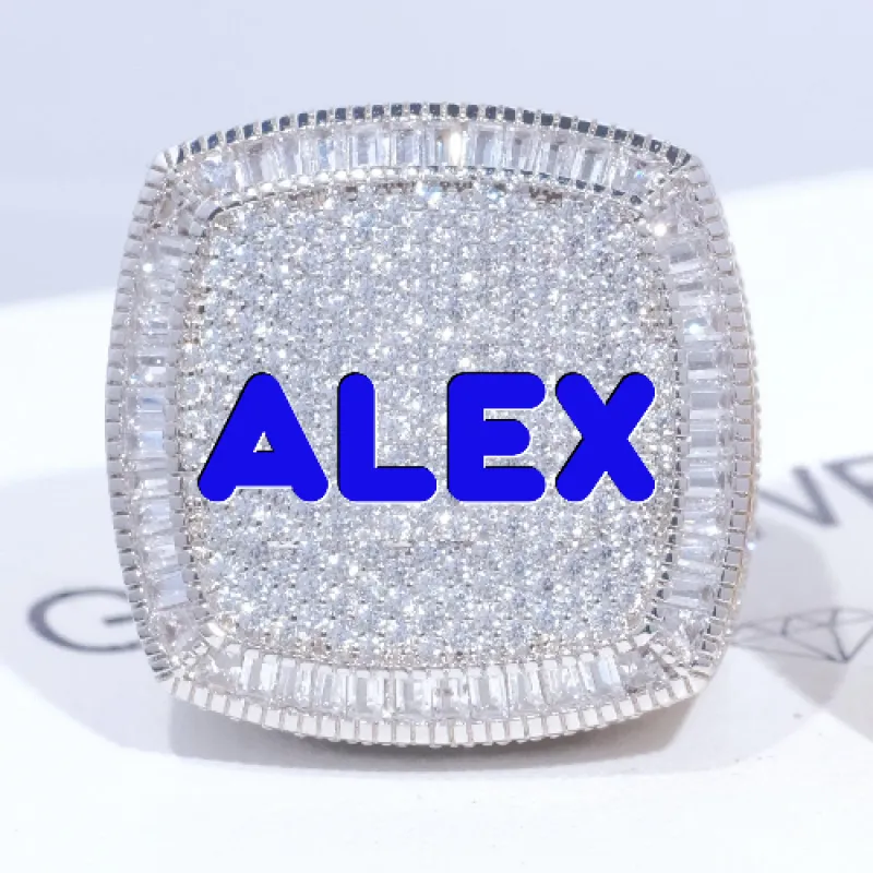 CUSTOM LETTER 3D ICED RING made by The GUU Shop