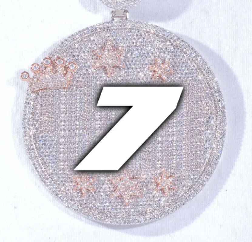 CUSTOM LETTER NECKLACE 3D BIG CROWN DISC made by The GUU Shop