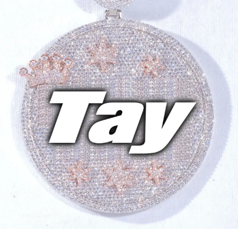 CUSTOM LETTER NECKLACE 3D BIG CROWN DISC made by The GUU Shop