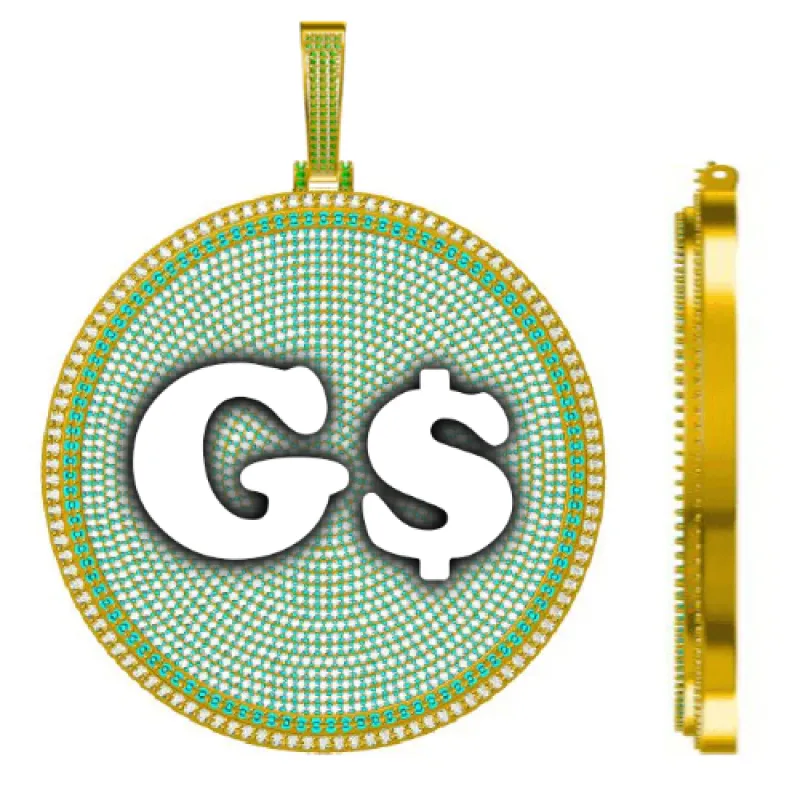 CUSTOM LETTER NECKLACE 3D BIG DISC made by The GUU Shop