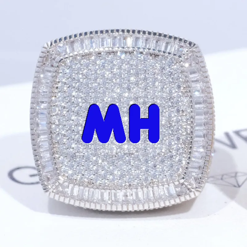 CUSTOM LETTER 3D ICED RING made by The GUU Shop