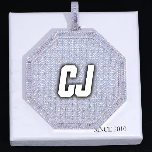 CUSTOM LETTER NECKLACE 3D BIG OCTAGON sold by The GUU Shop