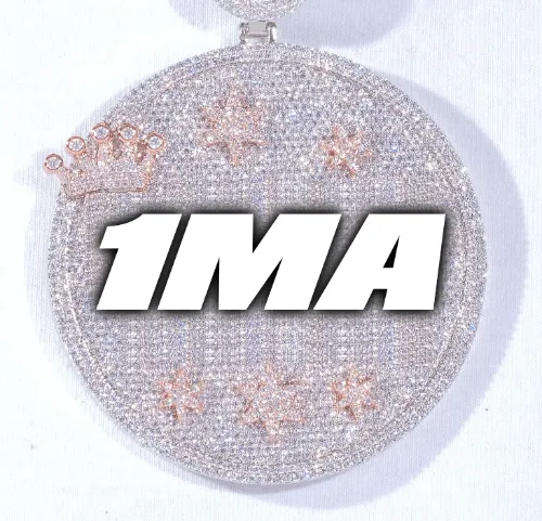 CUSTOM LETTER NECKLACE 3D BIG CROWN DISC sold by The GUU Shop