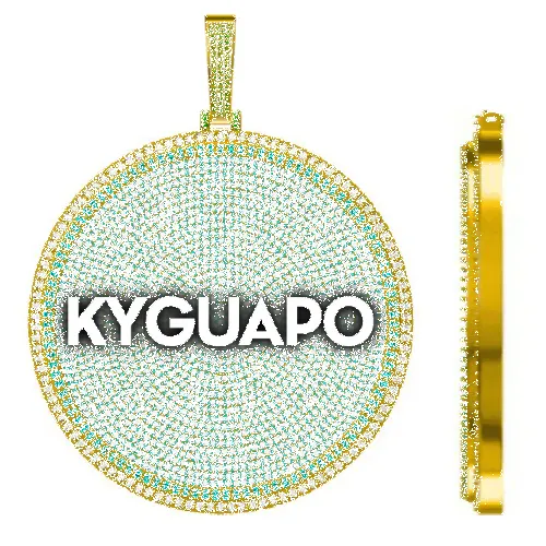 CUSTOM LETTER NECKLACE 3D BIG DISC sold by The GUU Shop