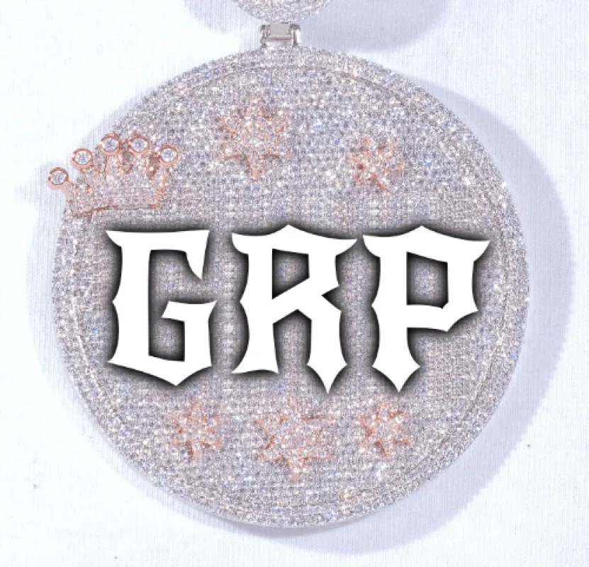 CUSTOM LETTER NECKLACE 3D BIG CROWN DISC made by The GUU Shop