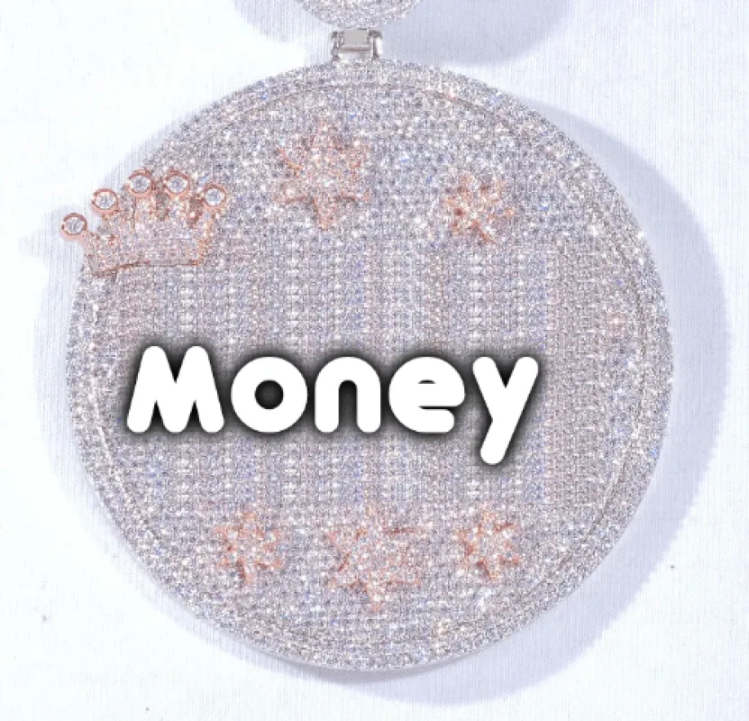 CUSTOM LETTER NECKLACE 3D BIG CROWN DISC made by The GUU Shop