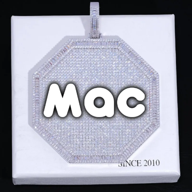 CUSTOM LETTER NECKLACE 3D BIG OCTAGON made by The GUU Shop