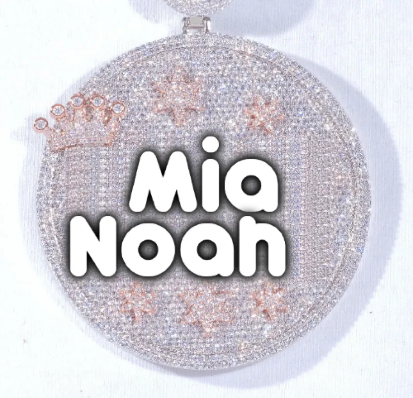 CUSTOM LETTER NECKLACE 3D BIG CROWN DISC made by The GUU Shop