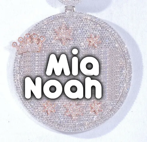 CUSTOM LETTER NECKLACE 3D BIG CROWN DISC sold by The GUU Shop