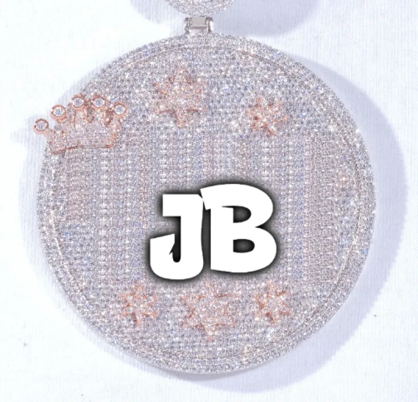 CUSTOM LETTER NECKLACE 3D BIG CROWN DISC made by The GUU Shop